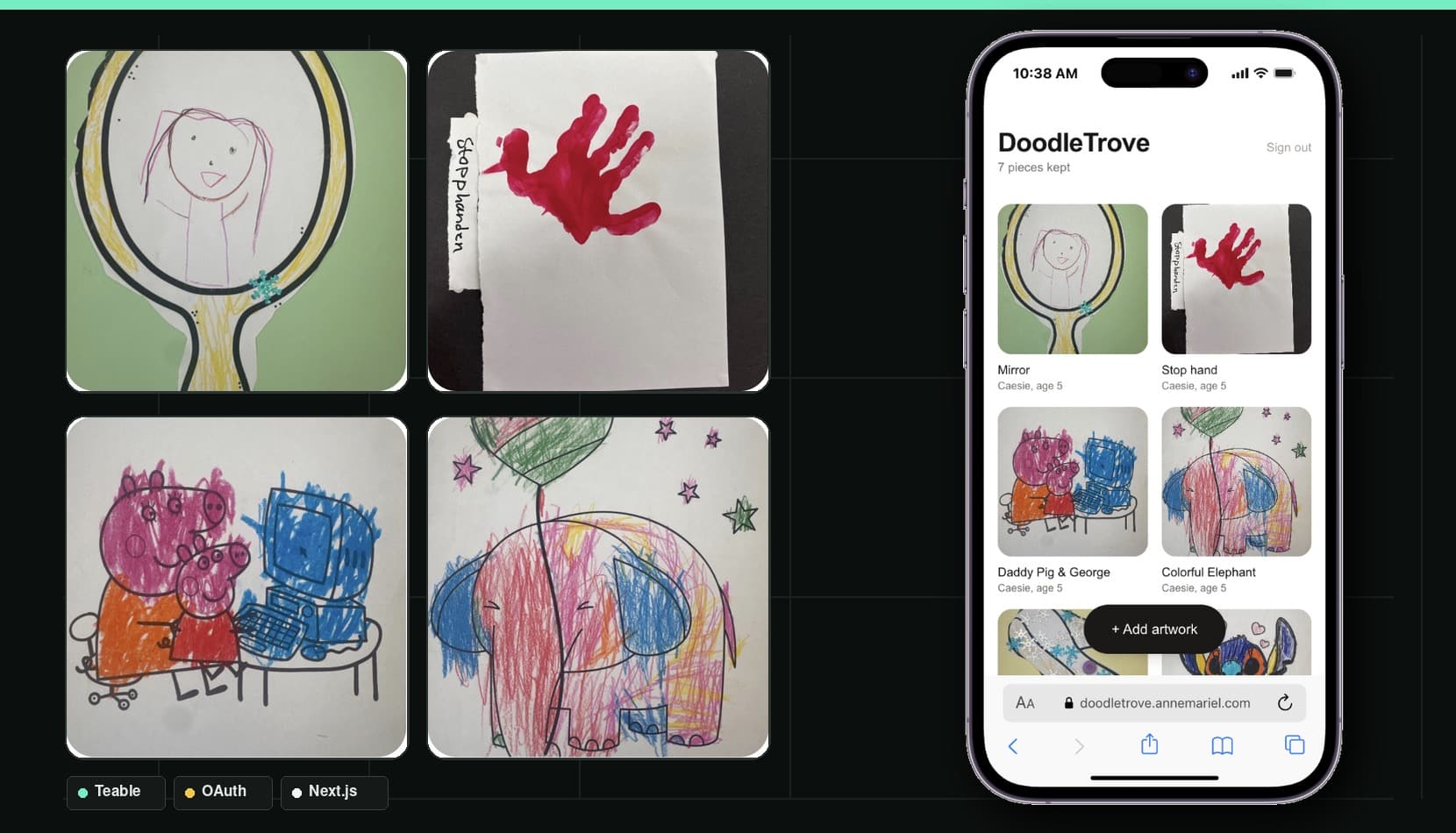 Building DoodleTrove: An Artwork Archive with Next.js and Teable